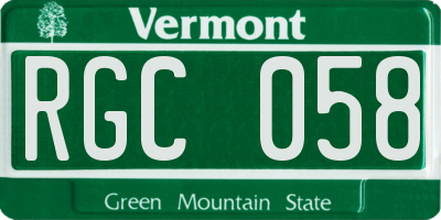 VT license plate RGC058