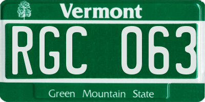 VT license plate RGC063