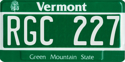VT license plate RGC227