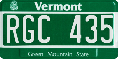 VT license plate RGC435