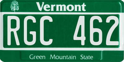 VT license plate RGC462