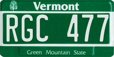 VT license plate RGC477