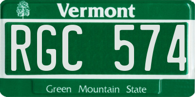 VT license plate RGC574