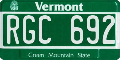 VT license plate RGC692