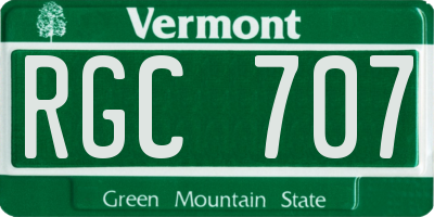 VT license plate RGC707