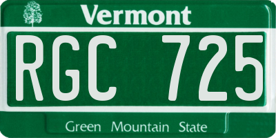 VT license plate RGC725