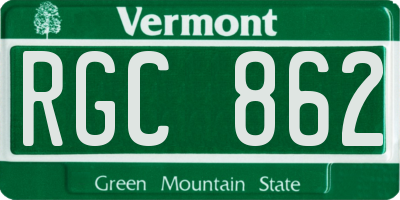 VT license plate RGC862