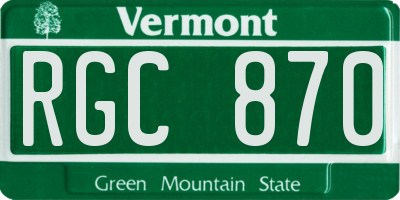 VT license plate RGC870