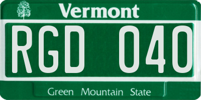 VT license plate RGD040