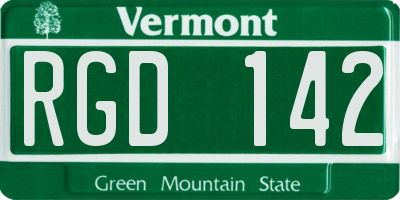 VT license plate RGD142