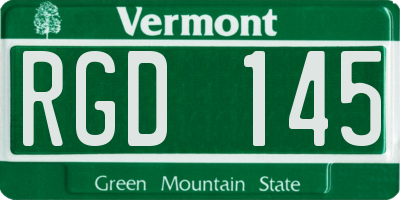 VT license plate RGD145