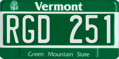 VT license plate RGD251