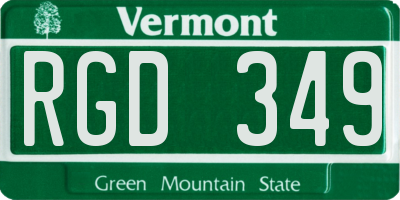 VT license plate RGD349