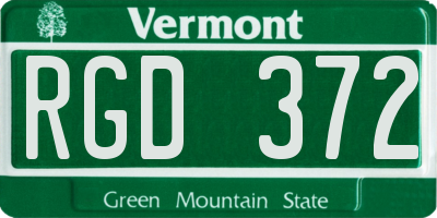 VT license plate RGD372