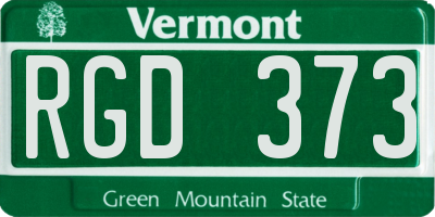 VT license plate RGD373