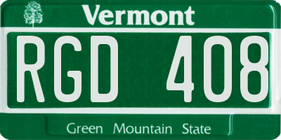 VT license plate RGD408