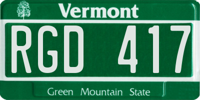 VT license plate RGD417