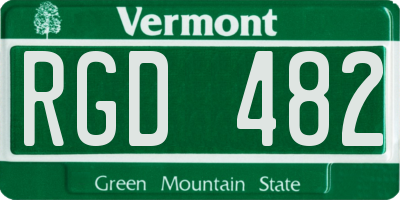 VT license plate RGD482