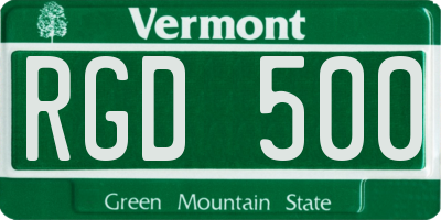 VT license plate RGD500