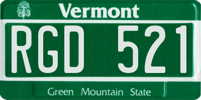 VT license plate RGD521
