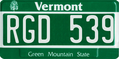 VT license plate RGD539