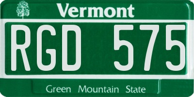 VT license plate RGD575