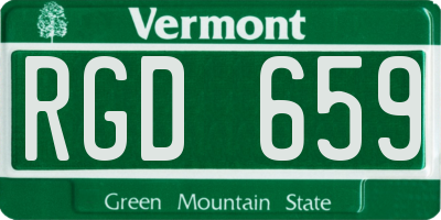 VT license plate RGD659
