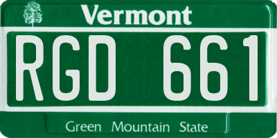 VT license plate RGD661