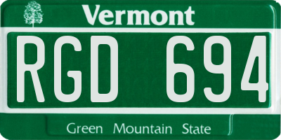 VT license plate RGD694
