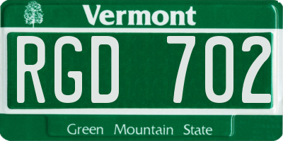 VT license plate RGD702