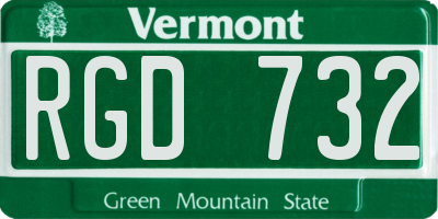 VT license plate RGD732