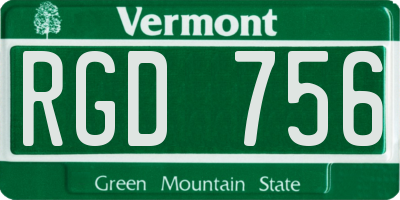 VT license plate RGD756