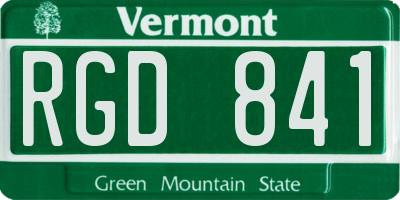 VT license plate RGD841