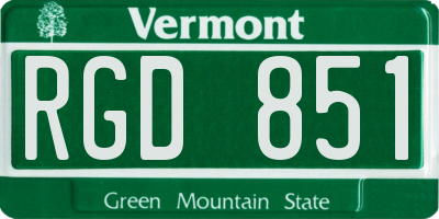 VT license plate RGD851