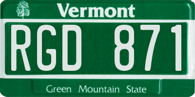 VT license plate RGD871