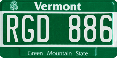 VT license plate RGD886