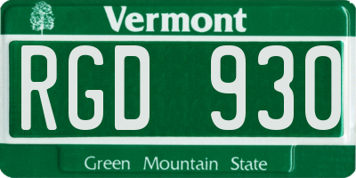 VT license plate RGD930