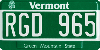 VT license plate RGD965