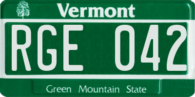 VT license plate RGE042
