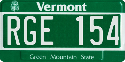 VT license plate RGE154