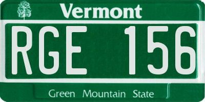 VT license plate RGE156
