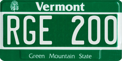VT license plate RGE200