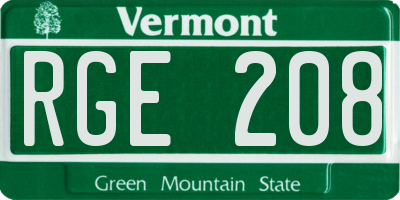 VT license plate RGE208