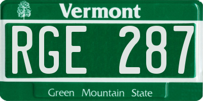 VT license plate RGE287