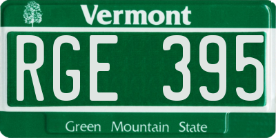 VT license plate RGE395
