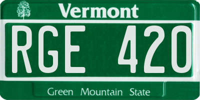 VT license plate RGE420