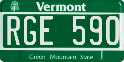 VT license plate RGE590