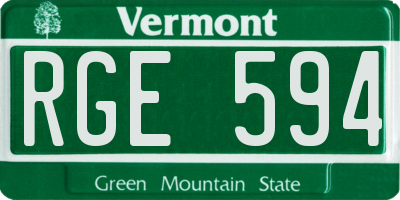 VT license plate RGE594
