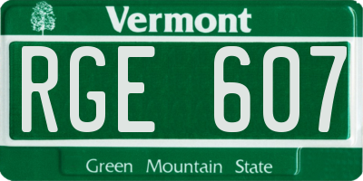 VT license plate RGE607