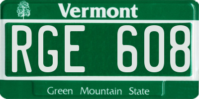 VT license plate RGE608